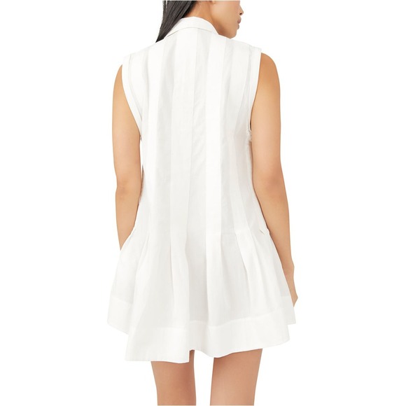 Free People Naomi Sleeveless Pintuck Mini Dress Ivory White Cotton Sz Small NEW - Picture 13 of 15